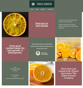 Screenshot of the Dried Garnish Co website homepage
