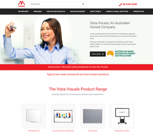 Snapshot of the Vista Visuals website