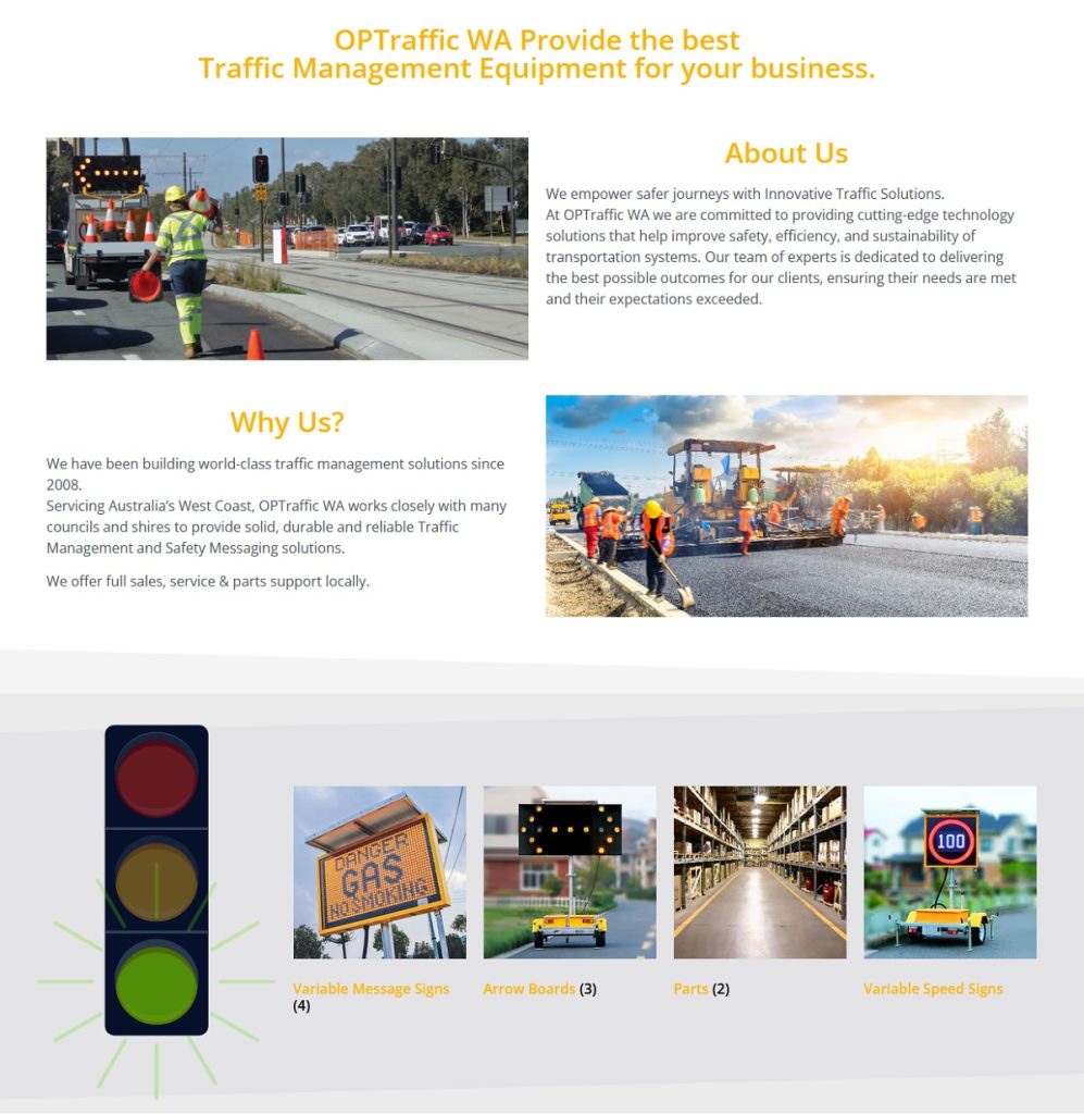Screenshot of the lower portion of the new OPTraffic WA website