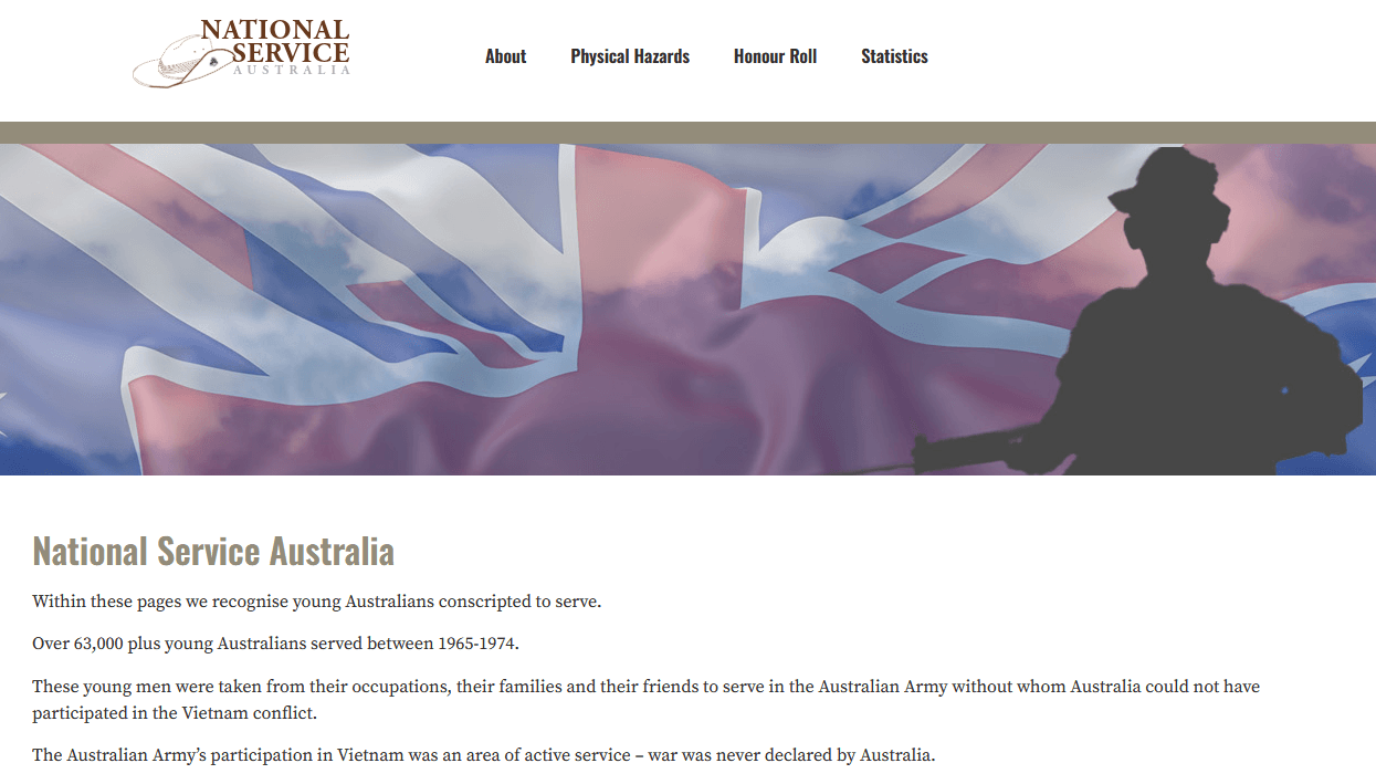 Screenshot of the National Service Australia website